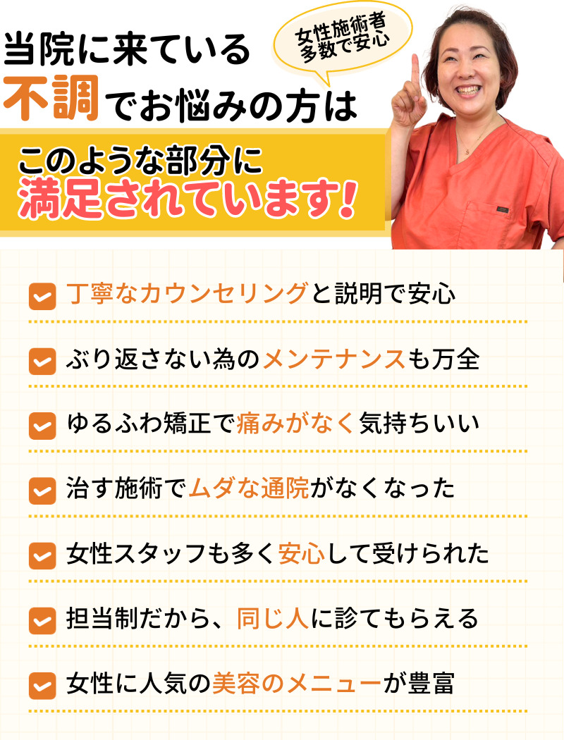 当院に来ている不調でお悩みの方は